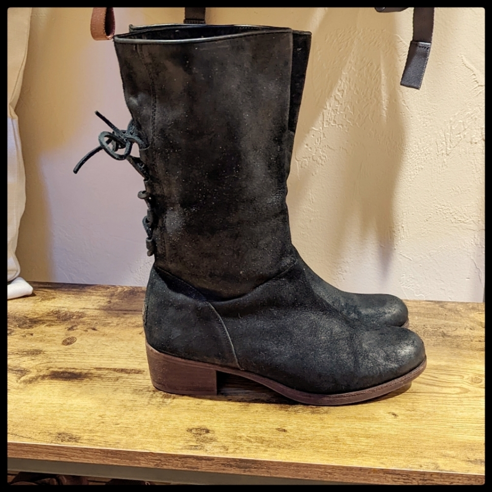 NWOT UGG Black Leather Boots